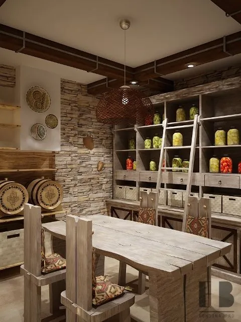 Storage-wine room in the national Moldovian style 1 Utility room - Interior Designer • Elena Bondina Interior Designer • Elena Bondina